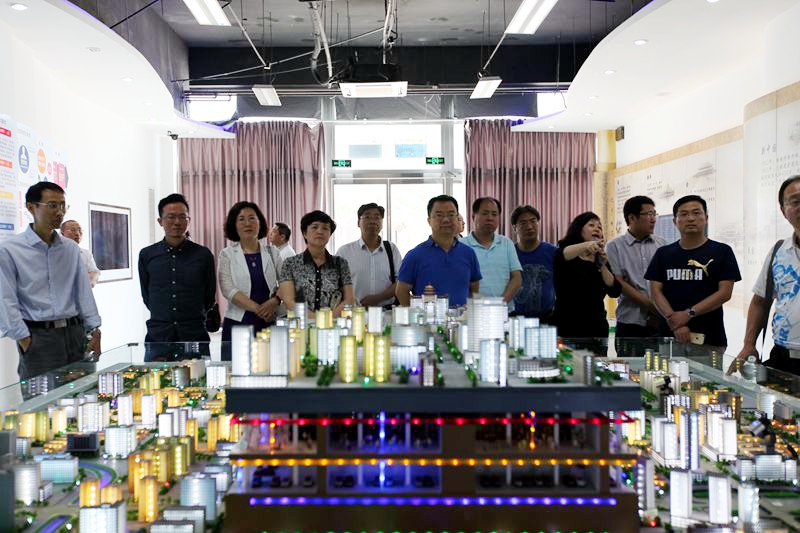 特大城市研究院常务副院长段霞教授向大家介绍了实验室的功能，并结合沙盘、实景和模拟仿真系统逐一介绍学校开展城市运行、城市规划、城市管理等方面的教学与科研情况。接着，大家在动感体验室观看了3D播放效果的地震模拟视频。