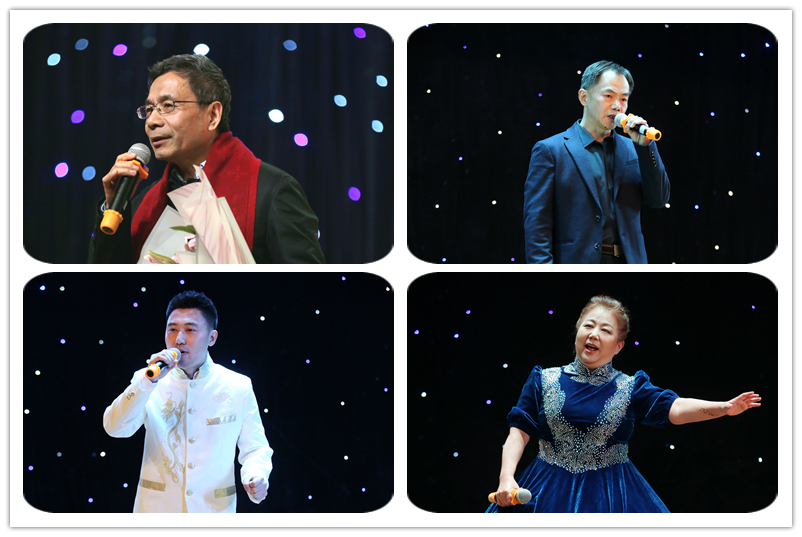 培训部许玉乾、姜永平，教育行政教研部杨程、图书信息技术部黄威分别带来了独唱《弯弯的月亮》《咱老百姓》《男儿当自强》《向往》，以通俗、民族、美声三种唱法，分别用独特的嗓音带领大家一同怀念那弯故乡的明月、一并感受男儿保家卫国的铿锵力量、一块回味咱老百姓的平凡与伟大、一起唱响新时代的最靓丽的华章。
