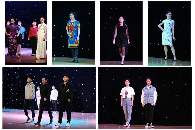 人事处、国际合作与培训部、后勤管理服务中心的《学院人服装秀》，美轮美奂，带来了一场绚丽华美的视觉盛宴。旗袍秀彰显中华儿女之秀美，休闲服展现了年轻人的青春活力。