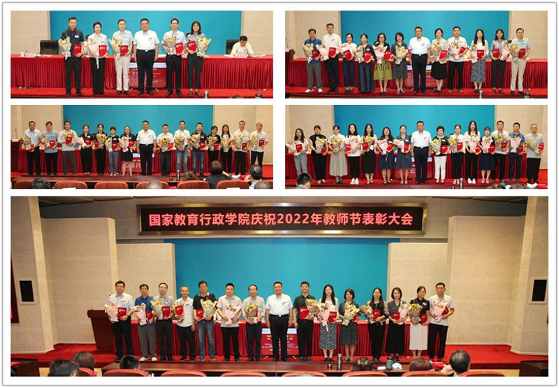 韩旭同志为2021年度“利华年度培训创新奖” 获奖团队、“银杏奖教金”获得者颁发荣誉证书，并合影留念。