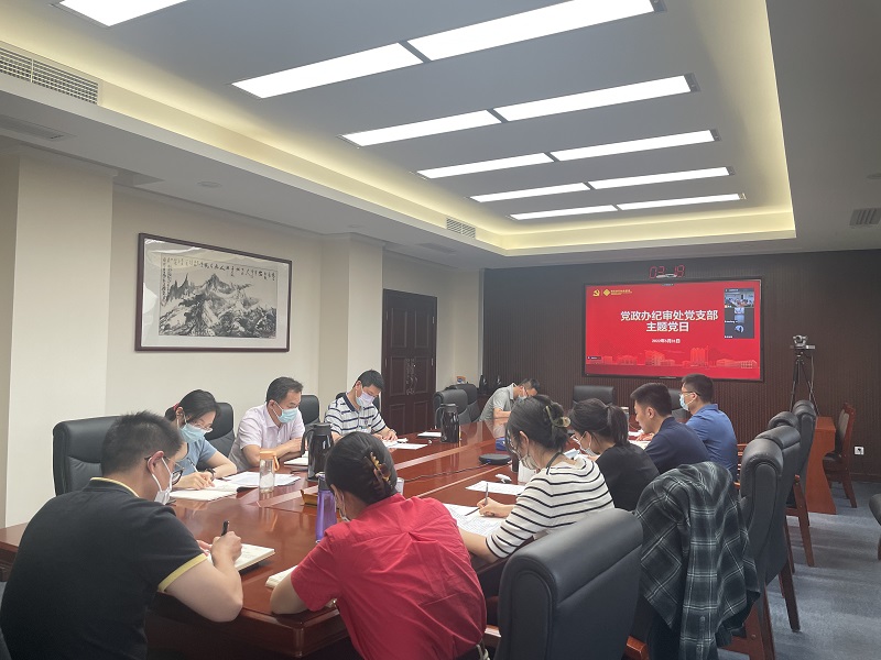 5月31日下午，党政办纪审处党支部以线上线下相结合形式，深入开展“学习习近平总书记最新重要讲话精神”主题党日活动。